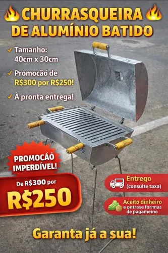 Churrasqueira de alumínio batido pronta entrega