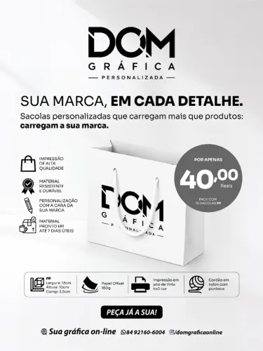 DOM GRÁFICA - SACOLAS PERSONALIZADAS É AQUI!