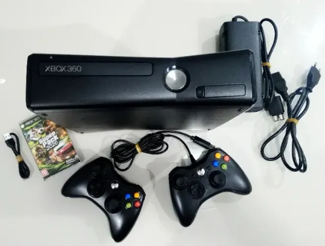 XXBOX 360 SLIM HD EXTERNO 500Gb + 2CONTROLES + 12MIL JOGOS