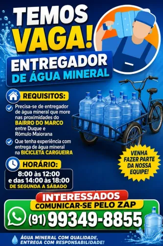 VAGA PARA ENTREGADOR DE ÁGUA MINERAL