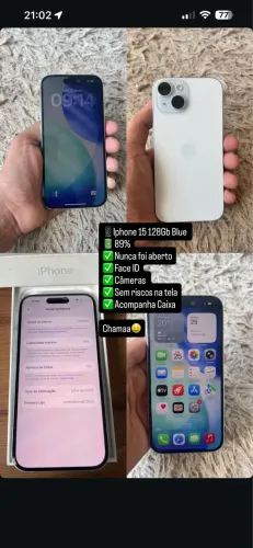 iPhone 15 128 gb Blue 89% impecável