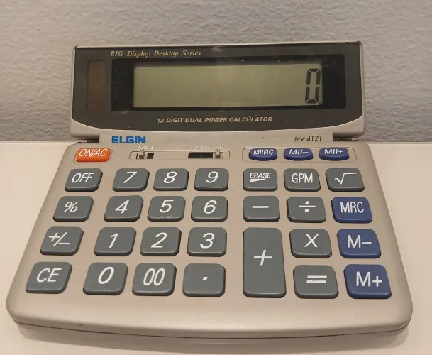 Calculadora de Mesa Elgin MV-4121 12 Dígitos - Solar e Bateria