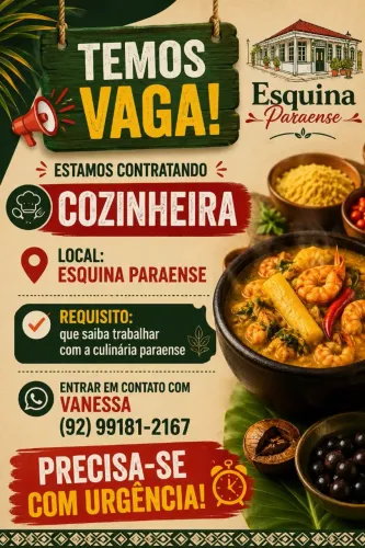 Precisa-se de Cozinheira 