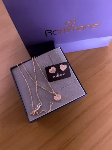 conjunto rommanel coração cravejado zircônias