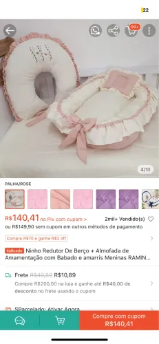 Ninho redutor de berço + almofada amamentação 