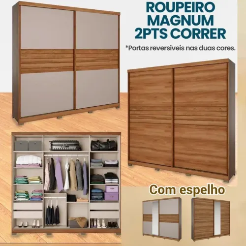 Roupeiro casal porta de corre com espelho entregamos