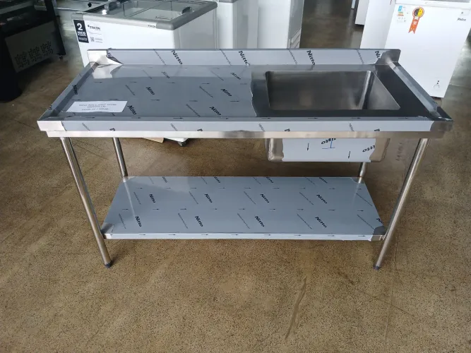 Mesa Inox 150x 60  Com 1 Cuba Pia  Nova