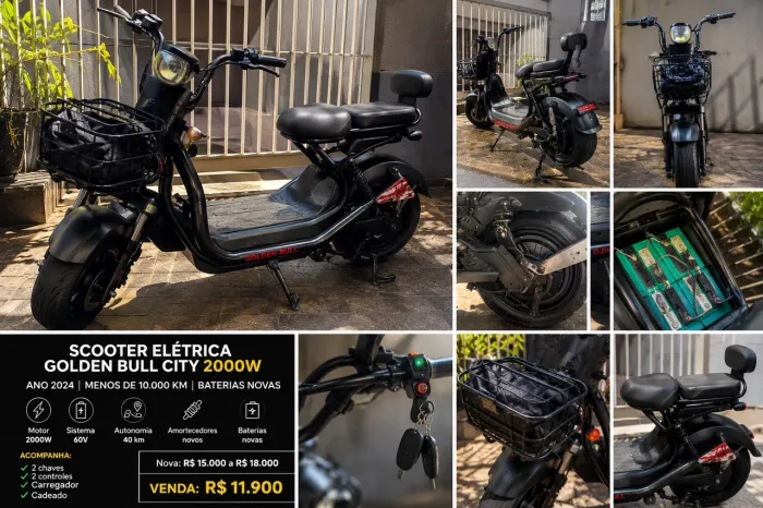 Scooter Elétrica Golden Bull City 2000W 2024 | Baterias Novas | 40 km de Autonomia