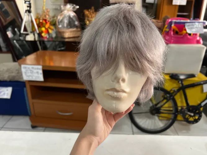 Lace Cinza Curta Natural Wig
