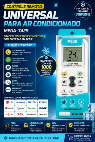 Controle remoto universal para ar-condicionado