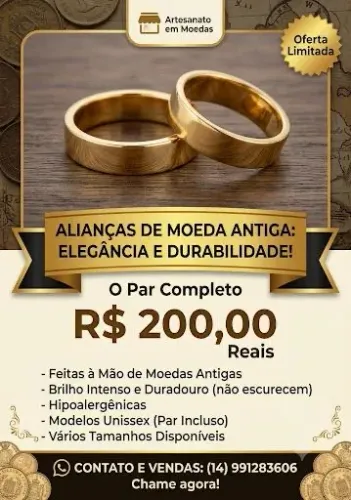 Aliança feita com moeda antiga