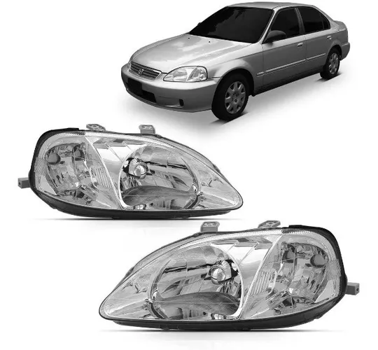 Farol honda civic simples cromado 1999 2000