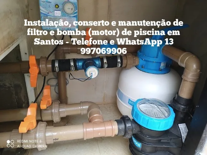 Instalação, conserto e manutenção de filtro e bomba (motor) de piscina em Santos