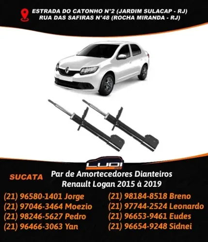 Par de Amortecedores Dianteiros Renault Logan 2015 à 2019