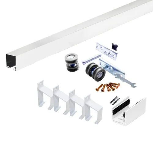 Kit Trilho para Porta de Correr 1,60m com Suportes Branco Libra