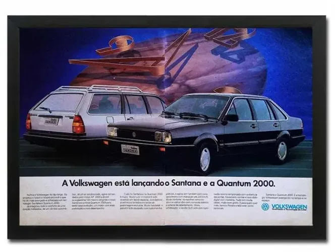 VW Santana ou Quantum 1987, 1988, 1989 - Quadro com propaganda/matéria original de revista