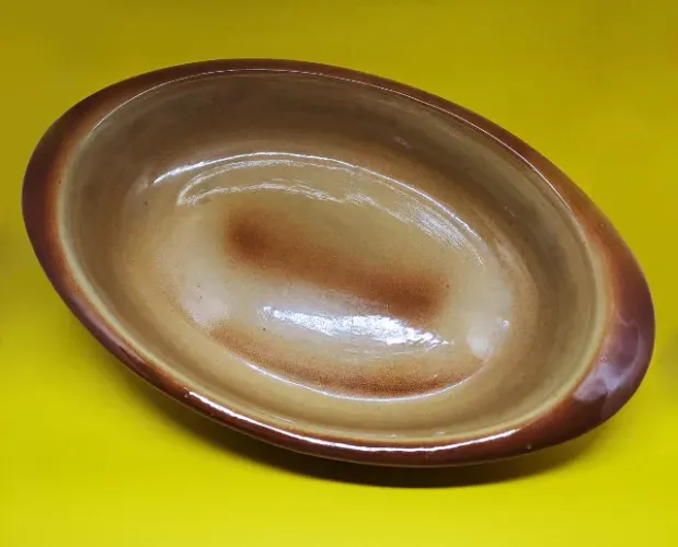 Travessa Porcelana Marrom Claro Antiga Década de 80 [RARO]