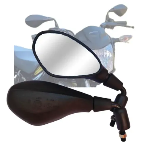 Retrovisor Bmw F800 Rebaixado 90° Honda Lente Convexo Prata haste curta 