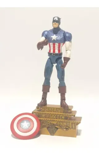 Boneco Capitão América Clássico Marvel Com Base Vintag