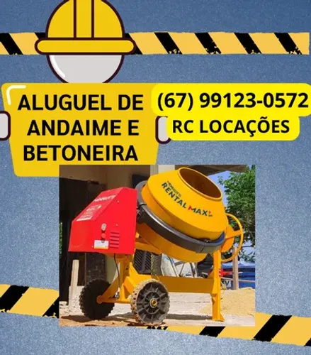 andaime, betoneira e martelete para aluguel