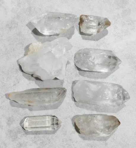 Kit 8 Pontas Cristais Quartzo Transparente Branco 737g total