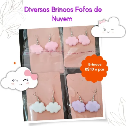 Brincos Fofos de Nuvem