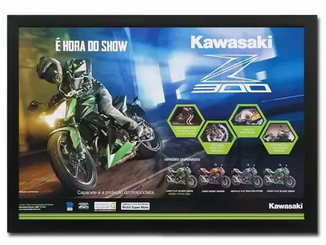 Kawasaki Z 300 - Quadro / pôster decorativo com propaganda original de revista