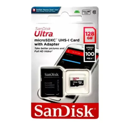 Cartão de Memória Sandisk Ultra 128GB Classe 10 (Celular, Notebook, Drone, Câmera)