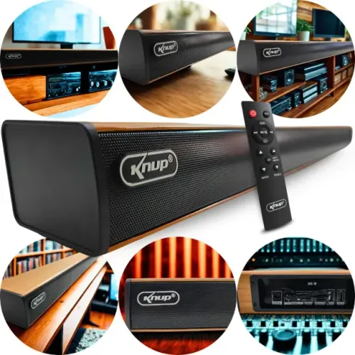 Home Theater Soundbar Bluetooth Knup 60W - HDMI, Óptico, RCA + Rádio FM + Controle 