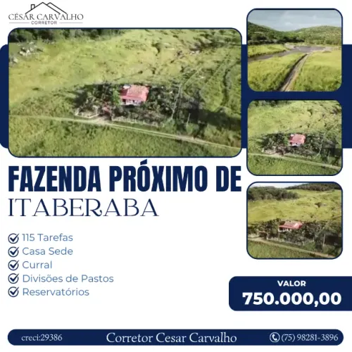 FAZENDA PRÓXIMO DE ITABERABA - 115 TAREFAS