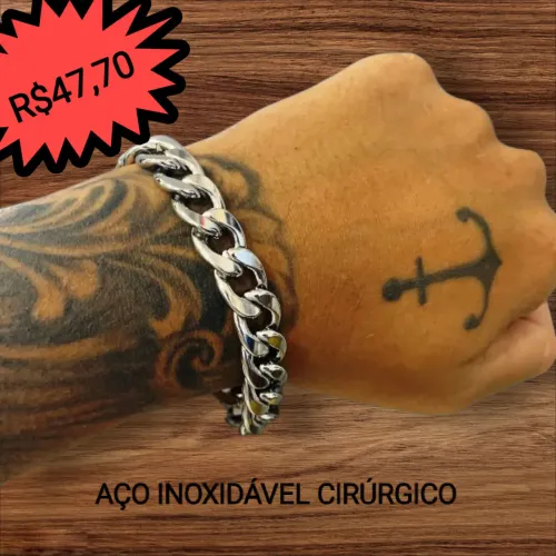 PULSEIRA MASCULINA AÇO INOXIDÁVEL CIRÚRGICO 12MM