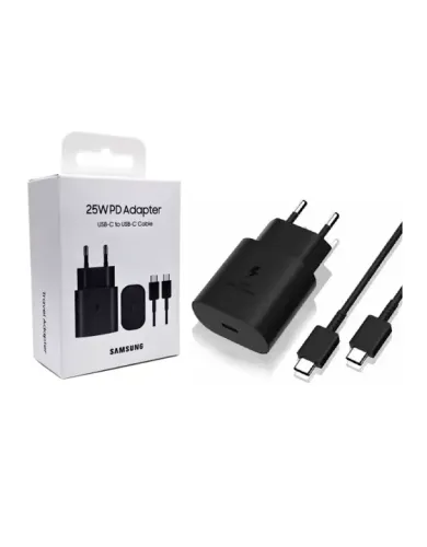 CARREGADOR TURBO 1 USB TIPO-C + 1 CABO TIPO-C 25W SAMSUNG ORIGINAL