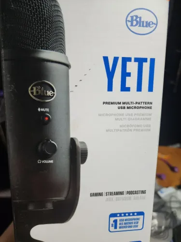 Microfone Condensador Blue Yeti Podcast, USB, Preto