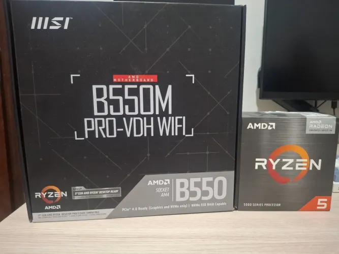 Kit Ryzen 5600GT + Placa mãe b550m PRO-VDH WIFI + 16gb de ram(2x8)