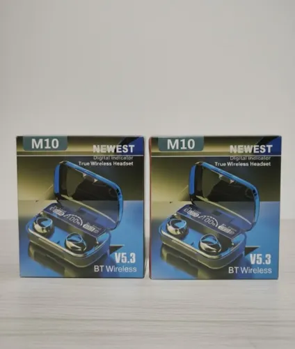 Fone Sem Fio M10 Bluetooth 5.3 com Display de Bateria