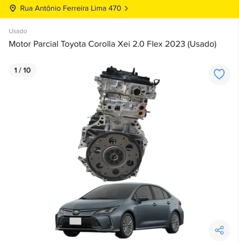 MOTOR PARCIAL COMPLETO TOYOTA COROLLA XEI 2.0 2023 COM NF E GARANTIA