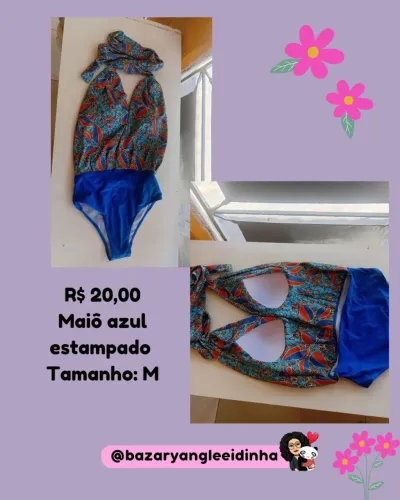 Maiô Azul Estampado Tamanho M