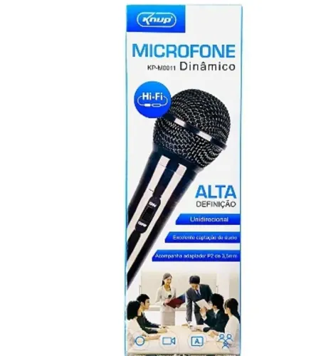 Microfone dinâmico com fio 03 metros (Entrega Grátis)