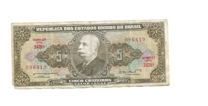 Nota Cédula de 5 Cruzeiros (2º Estampa) (Barão do Rio Branco)