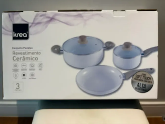 Jogo com 3 panelas Krea revestimento cerâmico