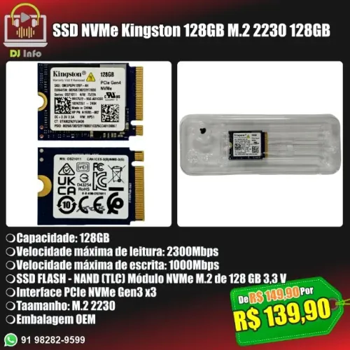 SSD NVMe Kingston 128GB M.2 2230 128GB