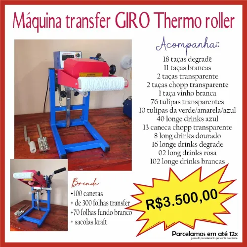 Máquina Transfer Giro Thermo Roller Completa + Brindes!