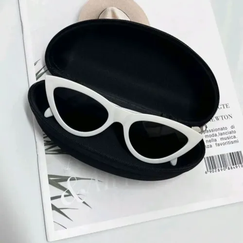 Óculos gatinho branco com case