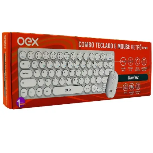 Kit teclado e mouse sem fio OEX TM409 Branco