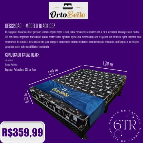 Cama Conjugada Casal Black D23 OrtoBello