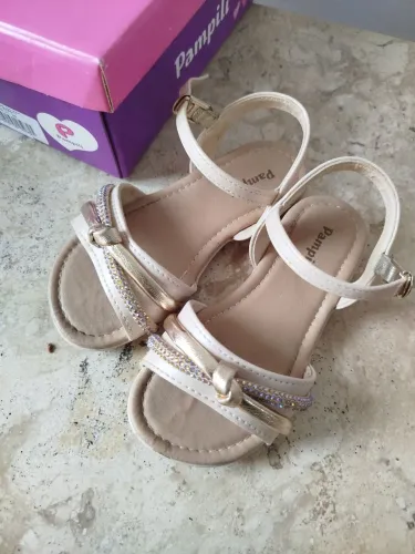 Sandália Infantil Pampili - Dourada com Strass Tam 23