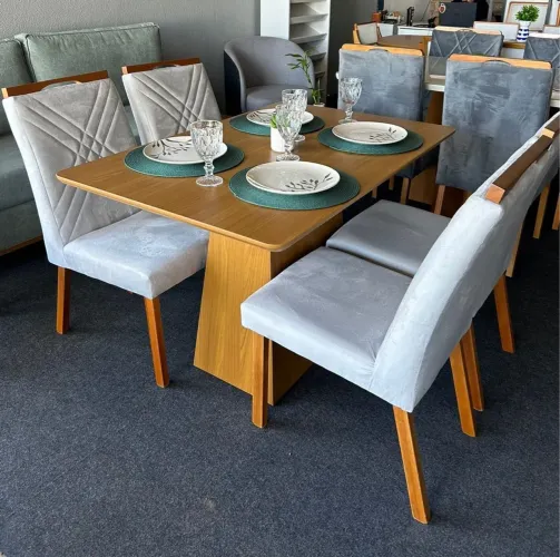 CONJUNTO MESA BARBARA 120 x 80 C/ 4 CADEIRA  SIMONE ou OLGA* 
