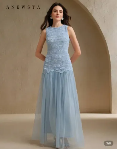 Vestido Azul Elegante para Ocasiões Especiais