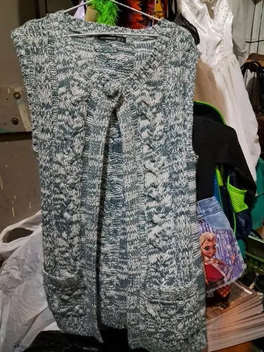 Colete Tricot Azul e Branco
