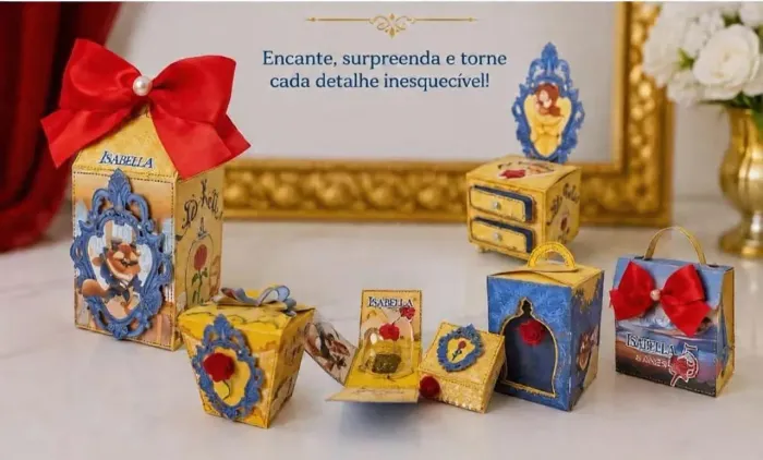 Kit Festa Personalizado Bela e a Fera Completo | Lembrancinhas Luxo Premium Infantil